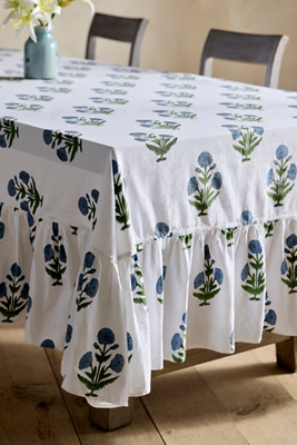 Blue Posy Cotton Tablecloth