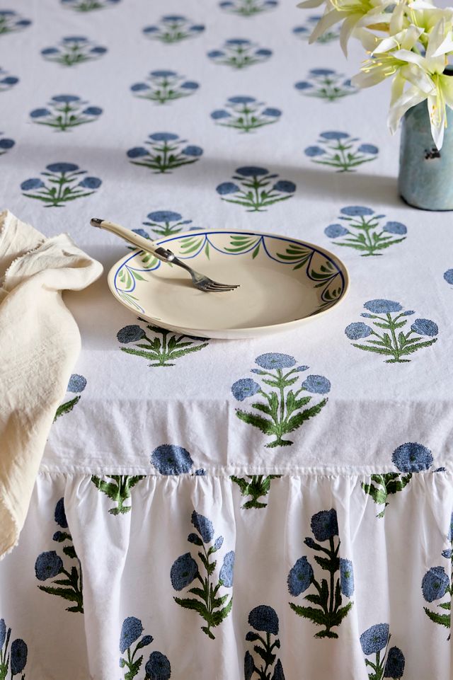 Blue Posy Cotton Tablecloth #2