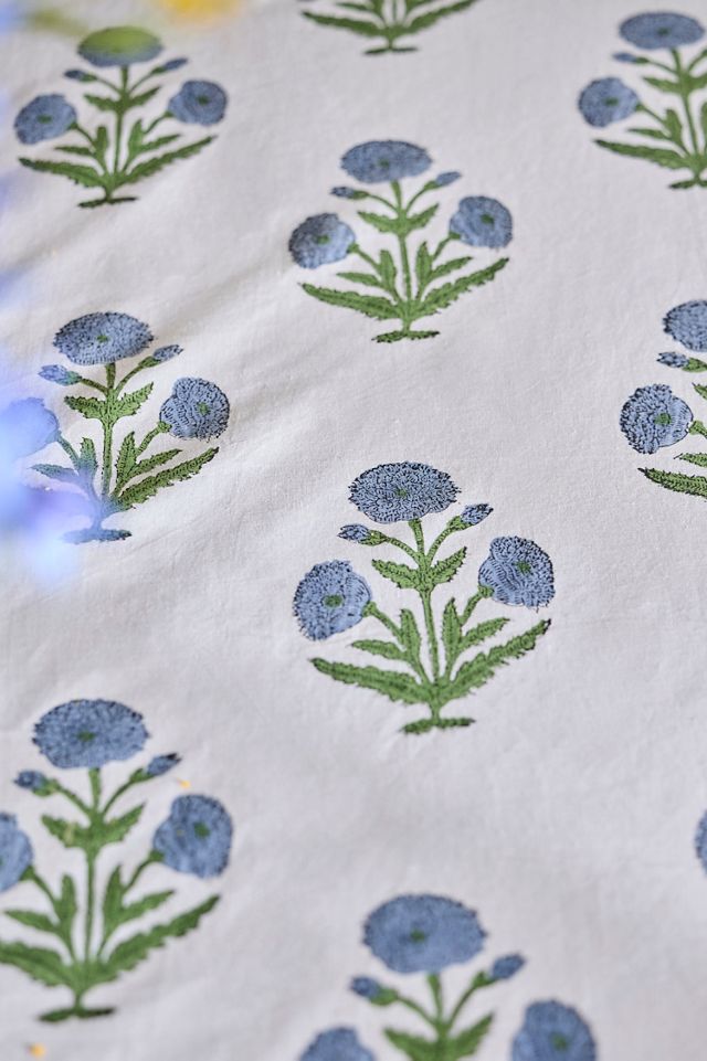 Blue Posy Cotton Tablecloth, Round #1