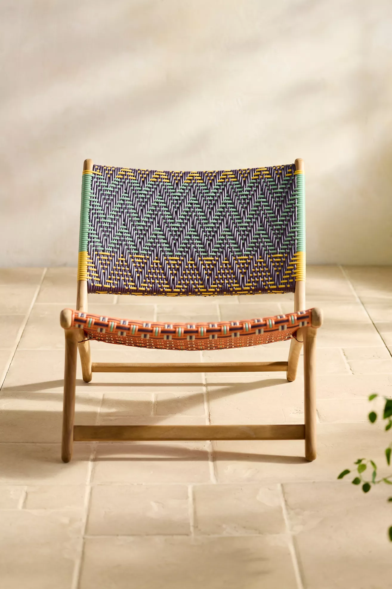 Front view of Havana wicker armless chair with woven seat