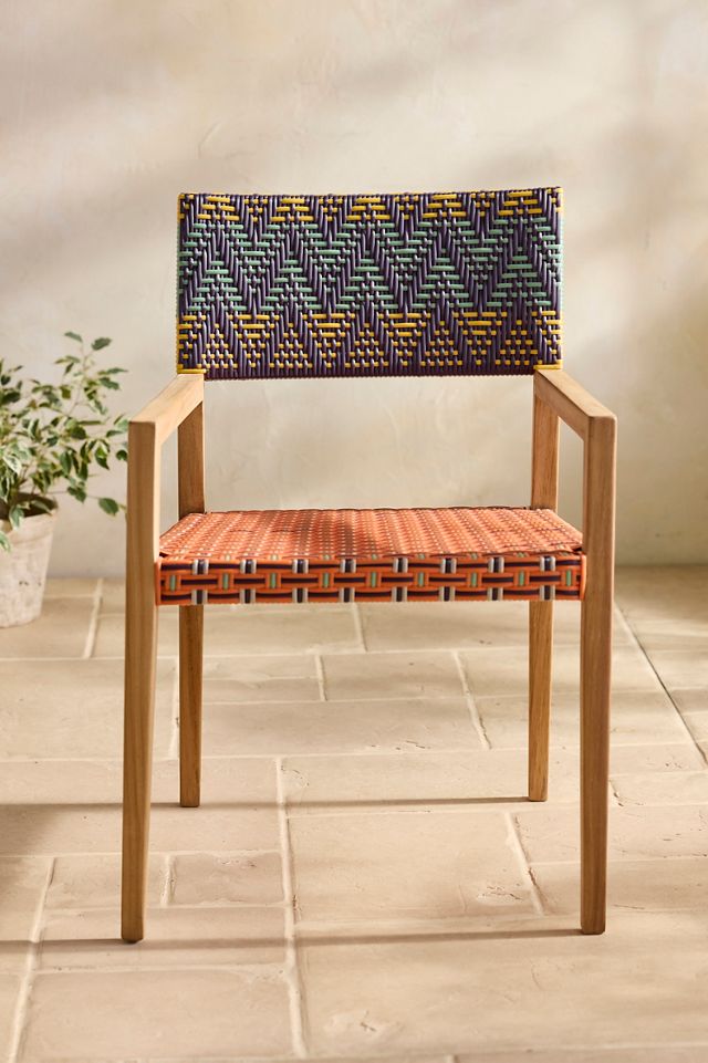 Havana Wicker + Teak Dining Chair, Mixed Print #3