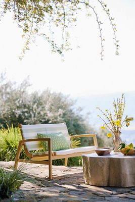 Coastline Wicker + Teak Two Seat Sofa