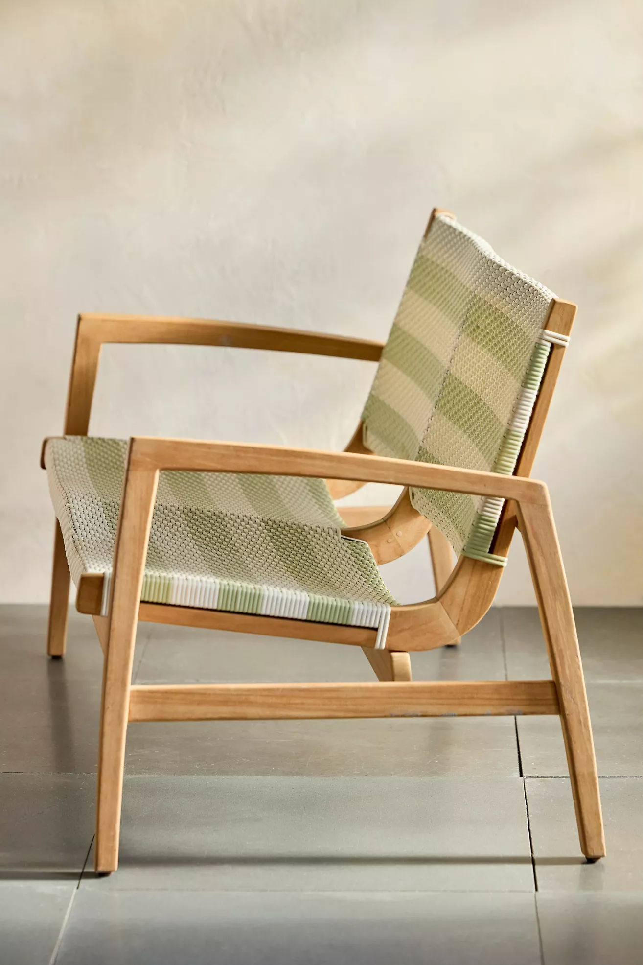Close-up of woven wicker pattern in pale green