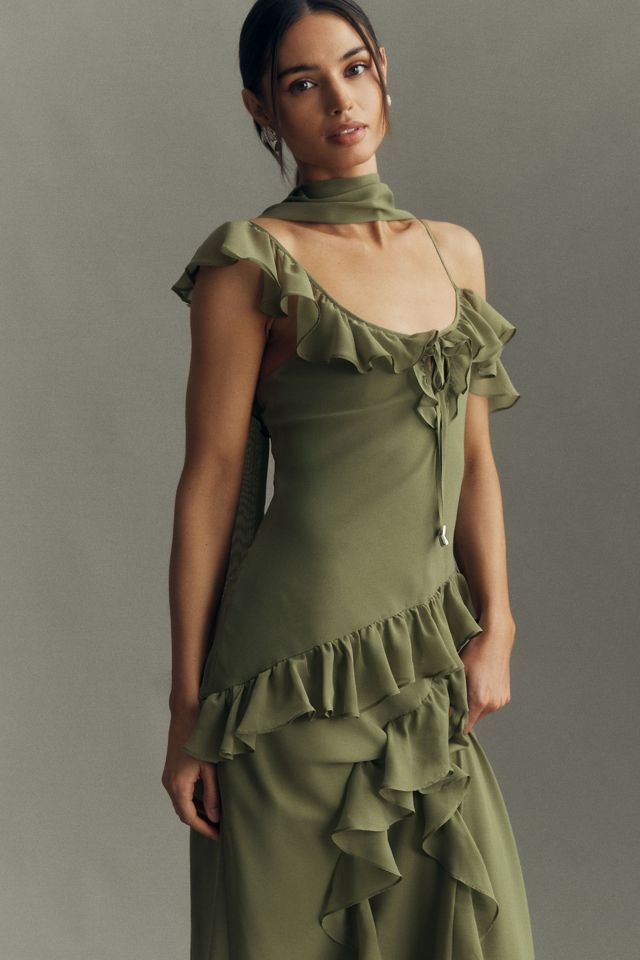 BHLDN Lottie Ruffled Chiffon Gown #3