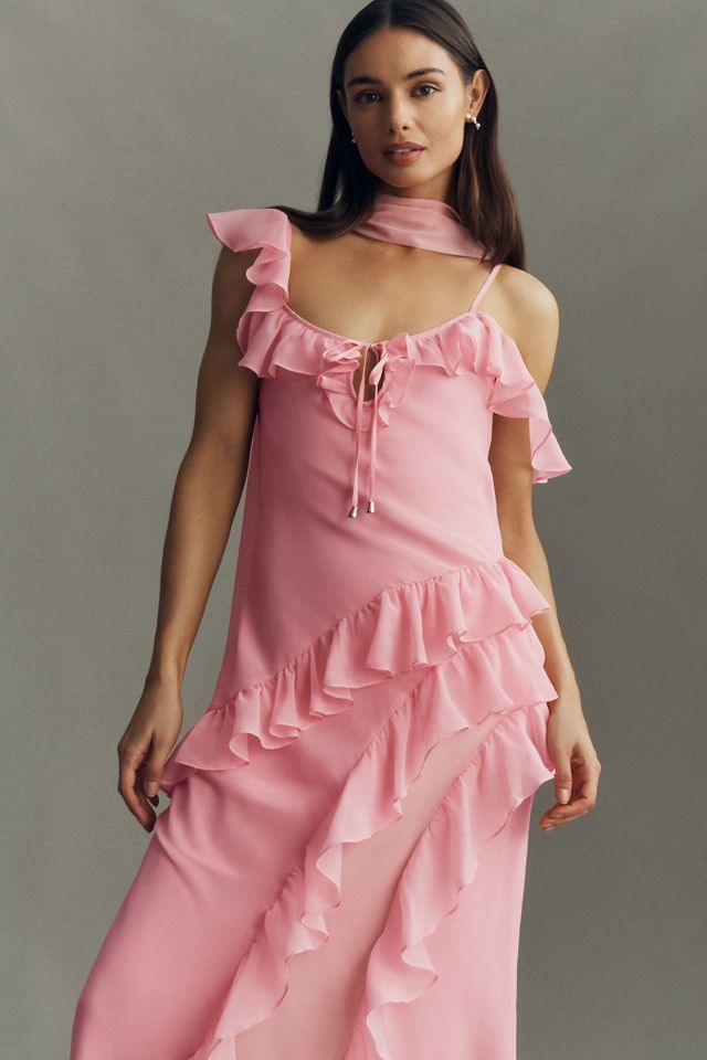 BHLDN Lottie Ruffled Chiffon Gown #3