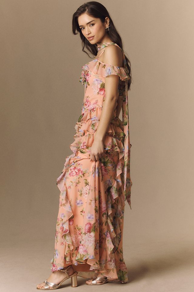 BHLDN Lottie Ruffled Chiffon Gown #3