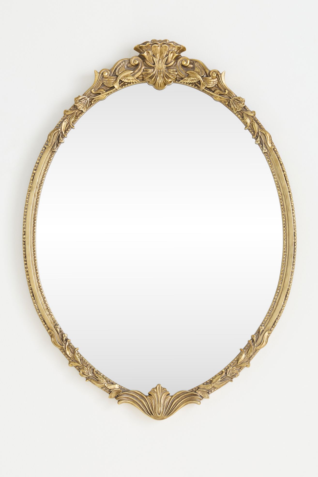 The Vintage Mila Oval Wall Mirror - Brass, One Size