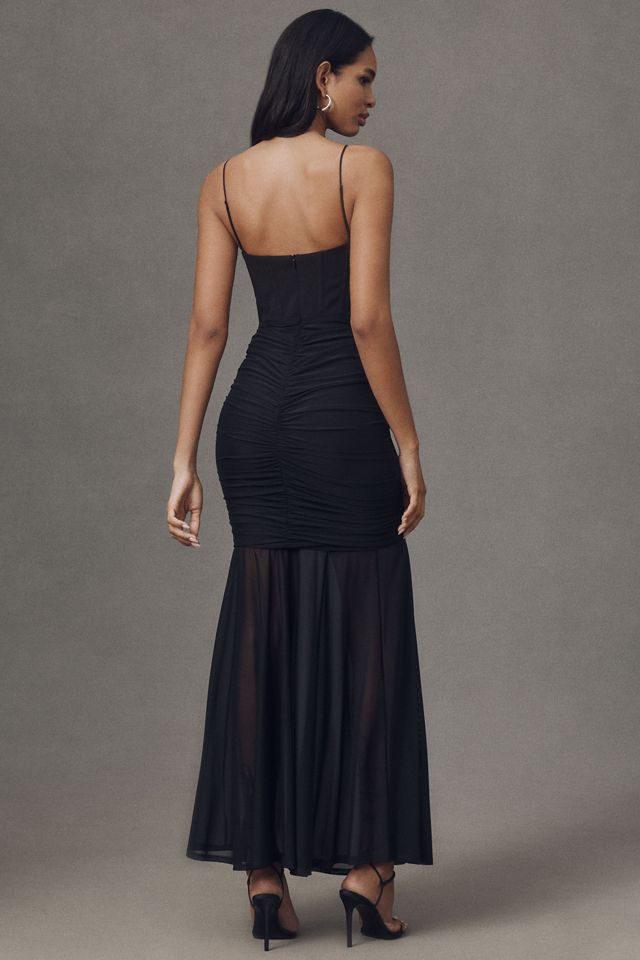 Black Halo Azura Sweetheart Ruched Mesh Maxi Dress #3