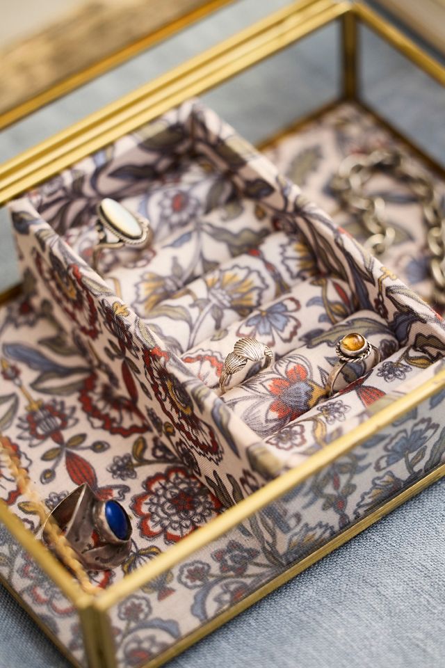 Lined Brass + Glass Jewelry Box #1