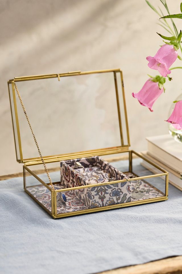 Lined Brass + Glass Jewelry Box #2