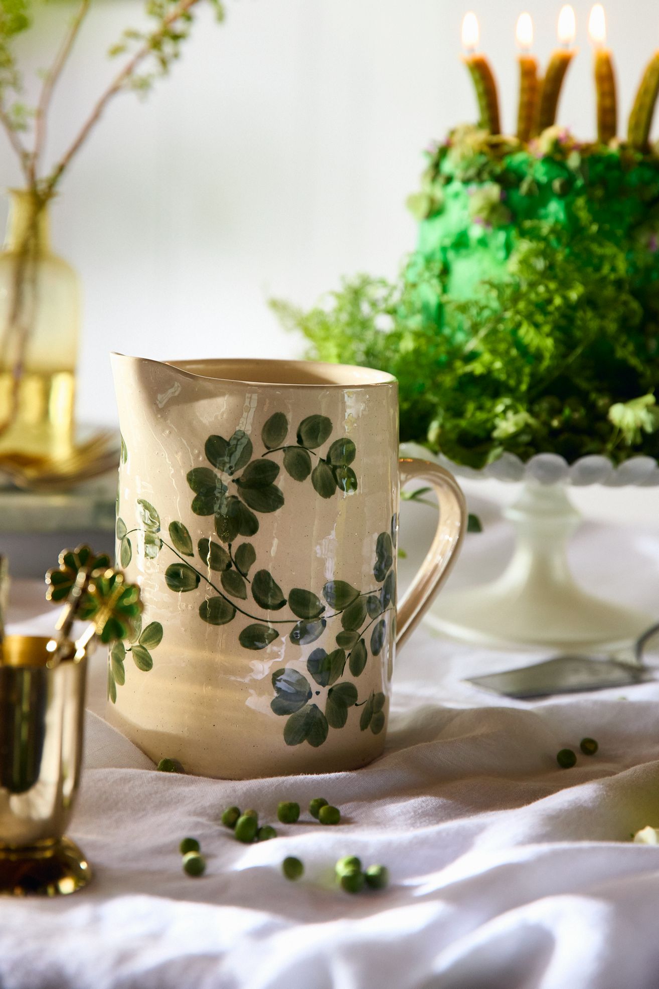 Clover Stoneware Pitcher - Light Sand, 4.5 "