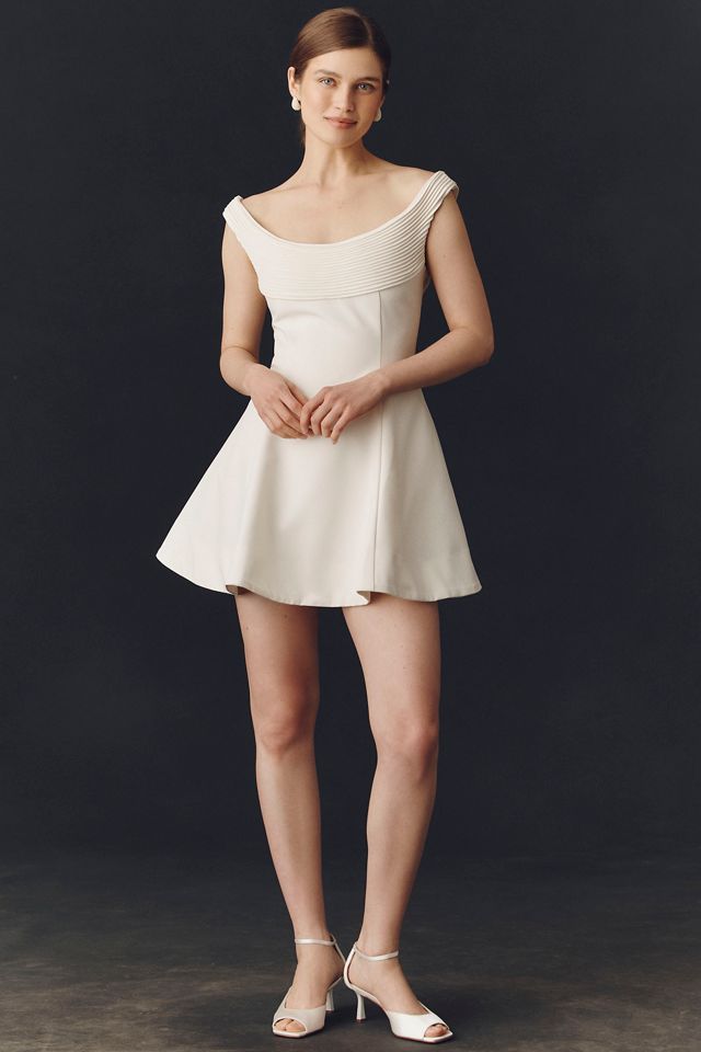 BHLDN Crepe Portrait Neckline Mini Dress #3
