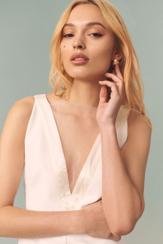 BHLDN Crepe V-Neck Mini Dress #3
