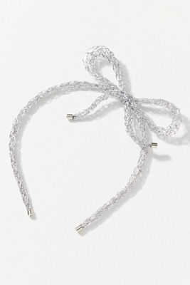 By Anthropologie Metal Bow Headband In Silver