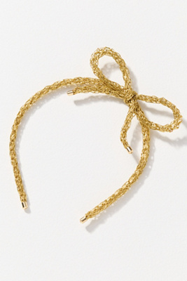 By Anthropologie Metal Bow Headband In Gold