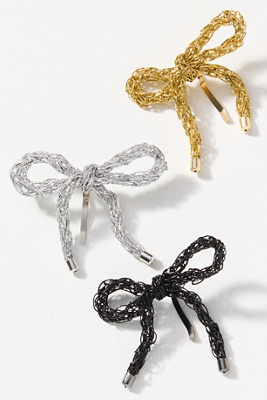 By Anthropologie Bow Hair Tie Cuff Hooks, Set Of 3 In Multi