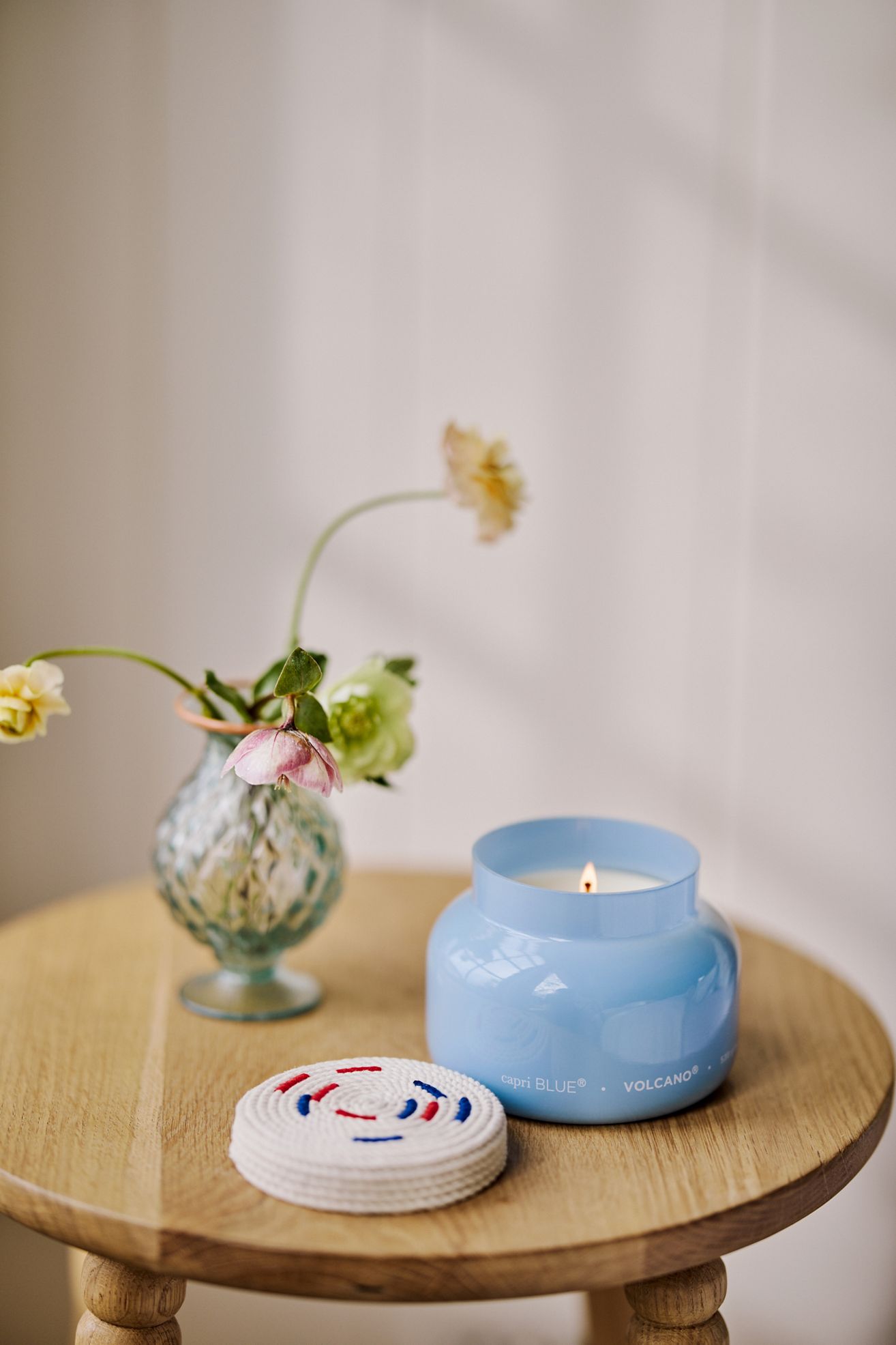 Capri Blue Volcano Nautical Rope Glass Candle - Volcano, M