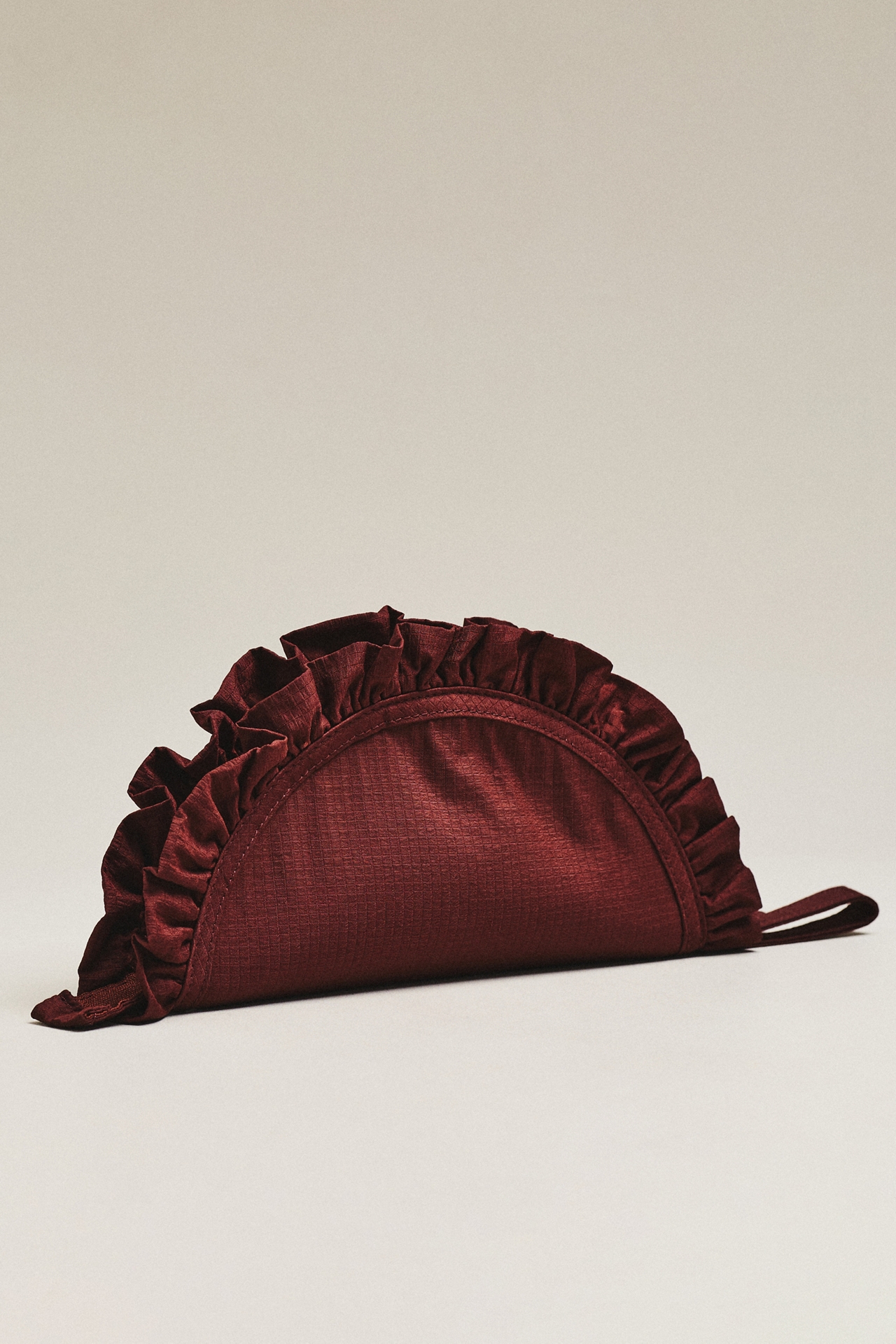 Damson Madder Ruffle Half Moon Makeup Bag
