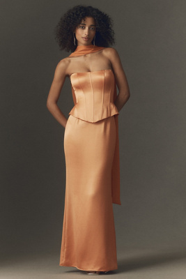 Mare Mare Mimi Satin Corset Dress In Brown