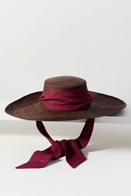 Sensi Studio Wide Ribbon Tie Floppy Straw Hat