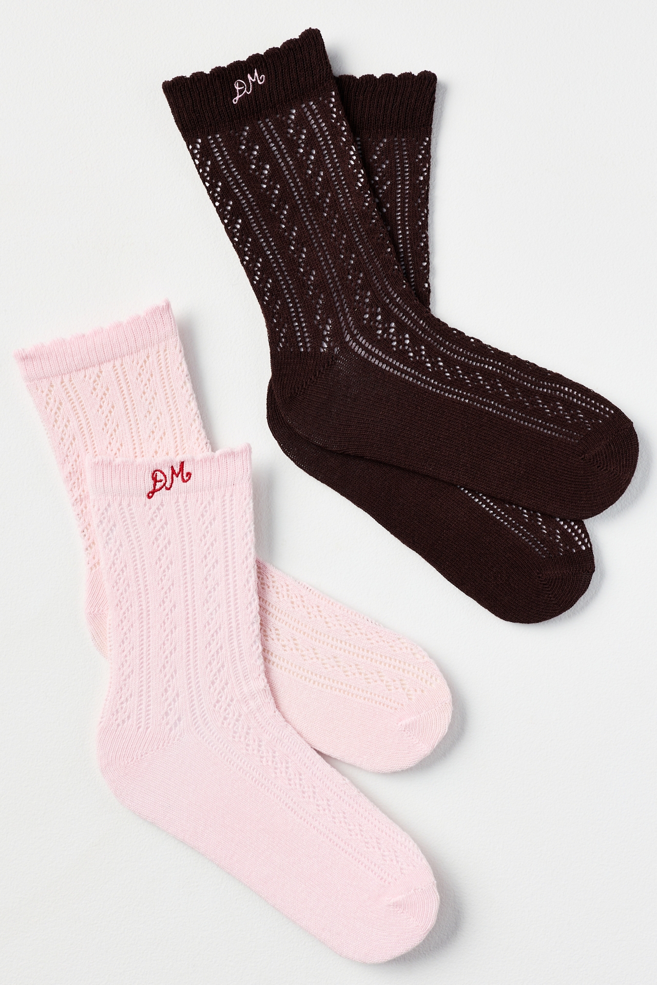 Damson Madder Pointelle Crew Socks