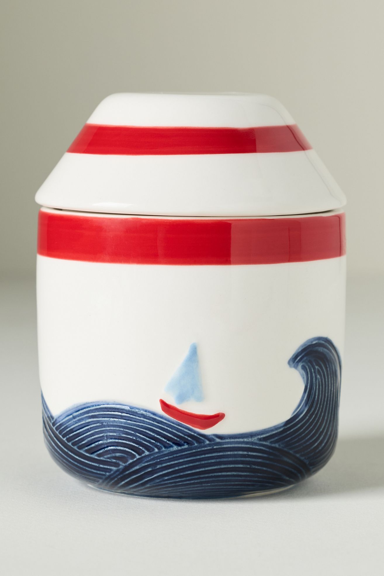 Maritime Stoneware Butter Crock - Blue Pattern, One Size