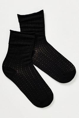 Casa Clara Laurel Pointelle Socks In Black