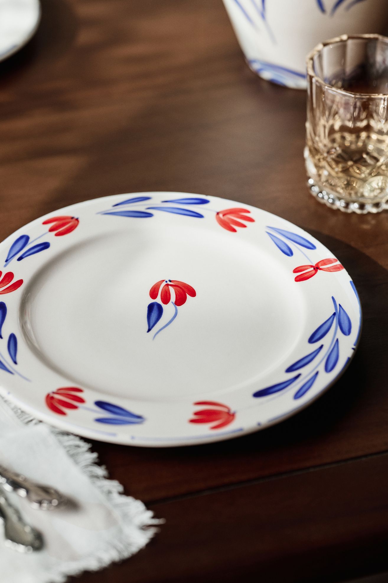 Stefania Italian Earthenware Dinner Plates, Set of 4 - Blue Floral, Set Of 4