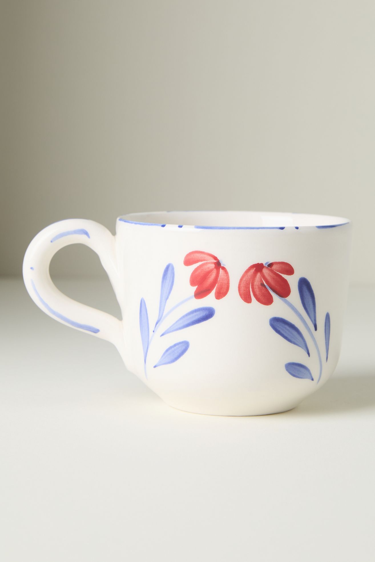 Stefania Italian Earthenware Mugs, Set of 4 - Blue Floral, Set Of 4