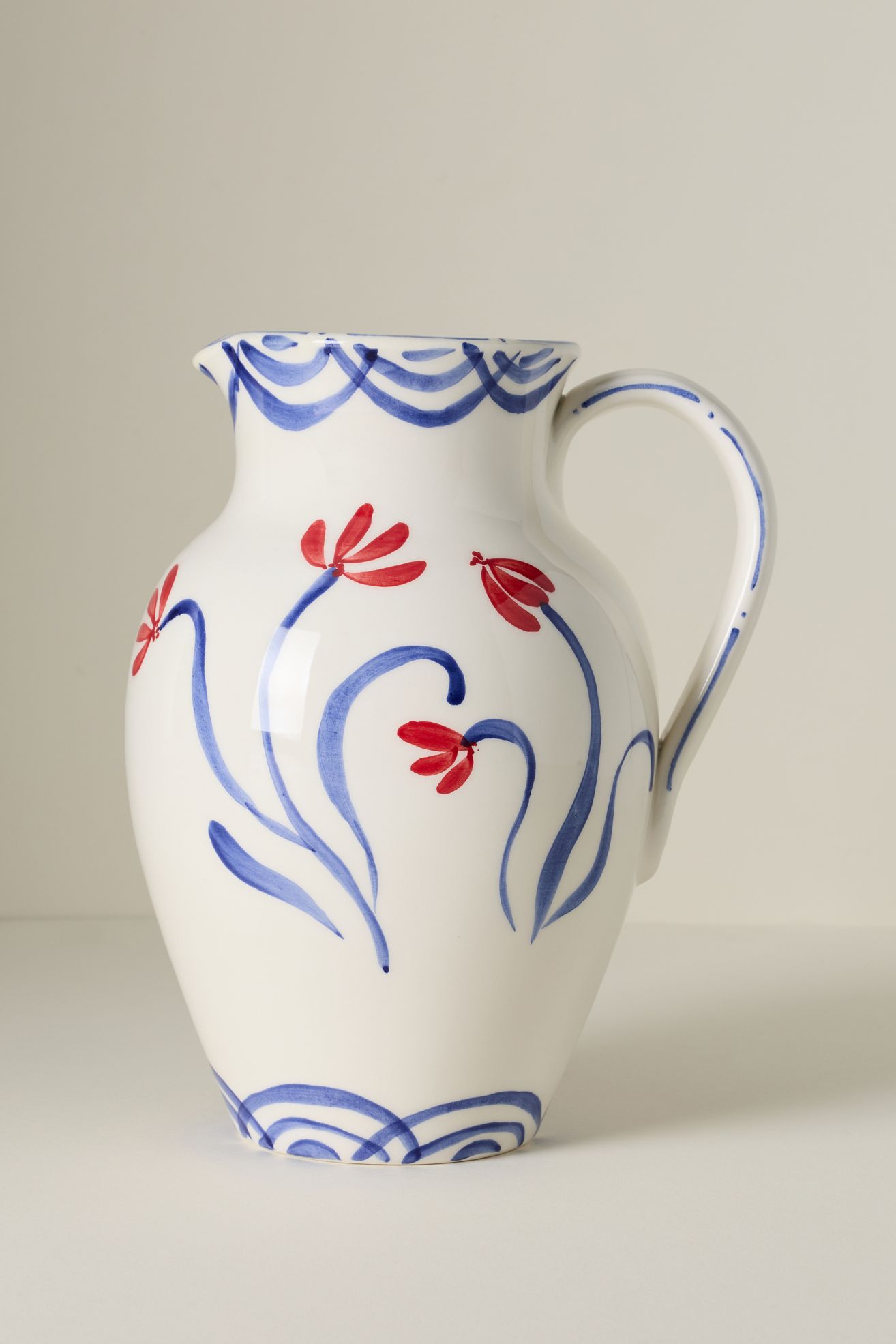 Stefania Italian Earthenware Pitcher - Blue Floral, Standard, One Size