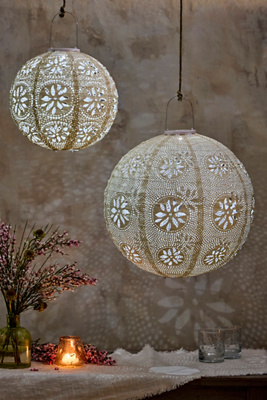 Terrain Floral Lace Battery Powered Globe Lantern In Gold