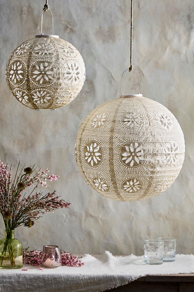 Floral Lace Battery Powered Globe Lantern #2