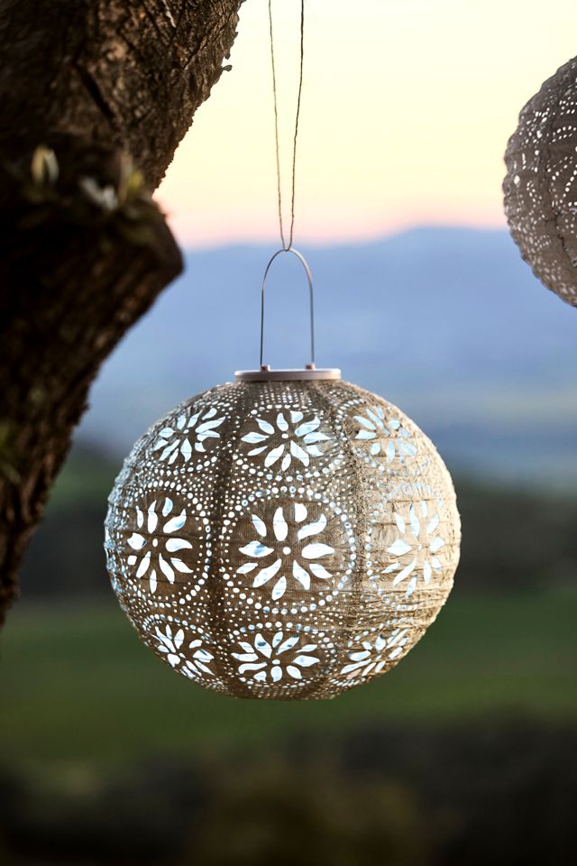Floral Lace Battery Powered Globe Lantern #1