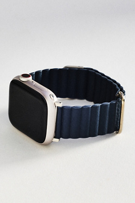 Posh Tech Dakota Magnetic Leather Apple Watch Band In Blue