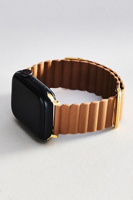 Posh Tech Dakota Magnetic Leather Apple Watch Band In Sand