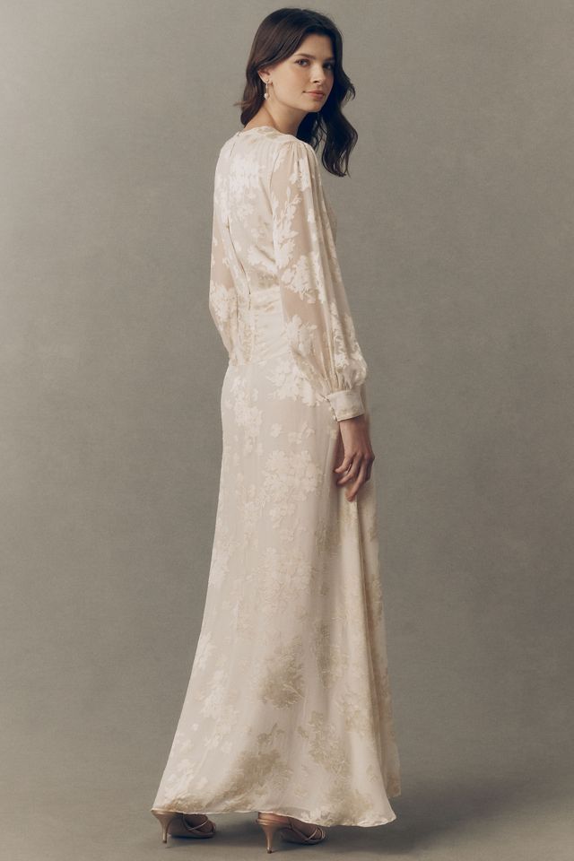 RIXO Meera Plunge-Neck Silk Blend Maxi Dress | Anthropologie