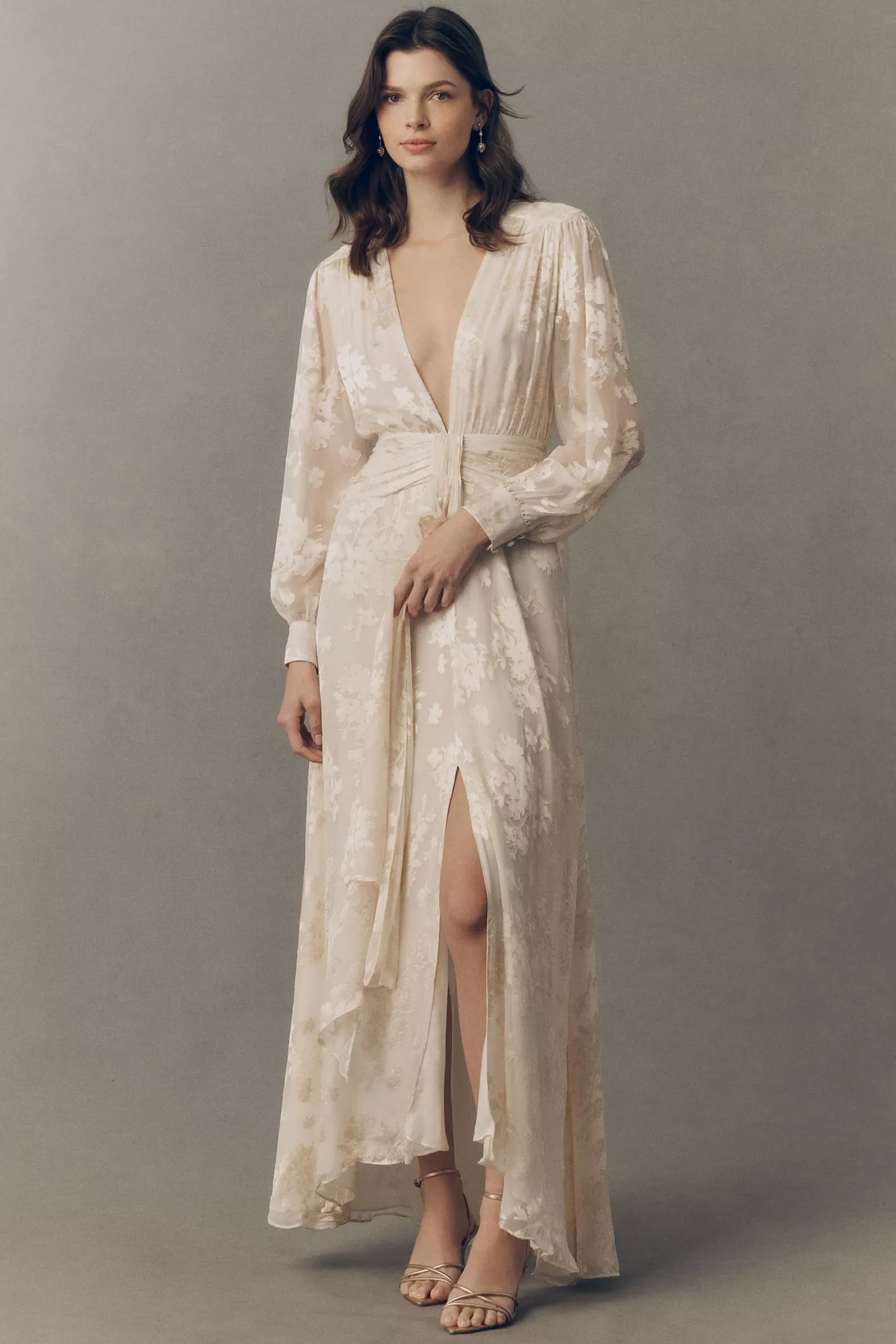 RIXO Meera Plunge-Neck Silk Blend Maxi Dress