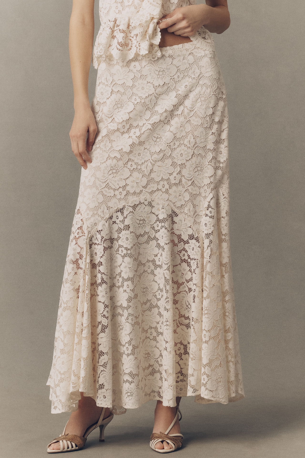 RIXO Jada Lace Maxi Skirt