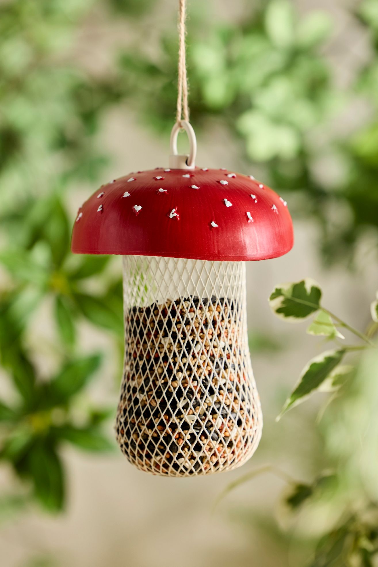 Mushroom Bird Feeder - Crimson, One Size