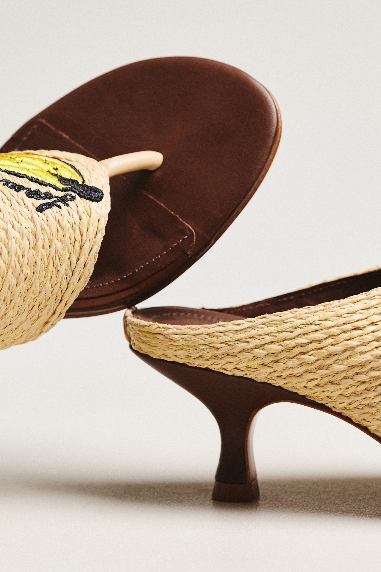 Farm Rio Raffia Icon Slip-On Kitten Heels
