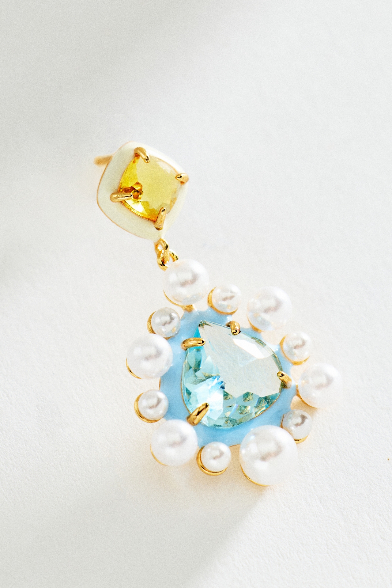 Colorful Stone and Pearl Earrings