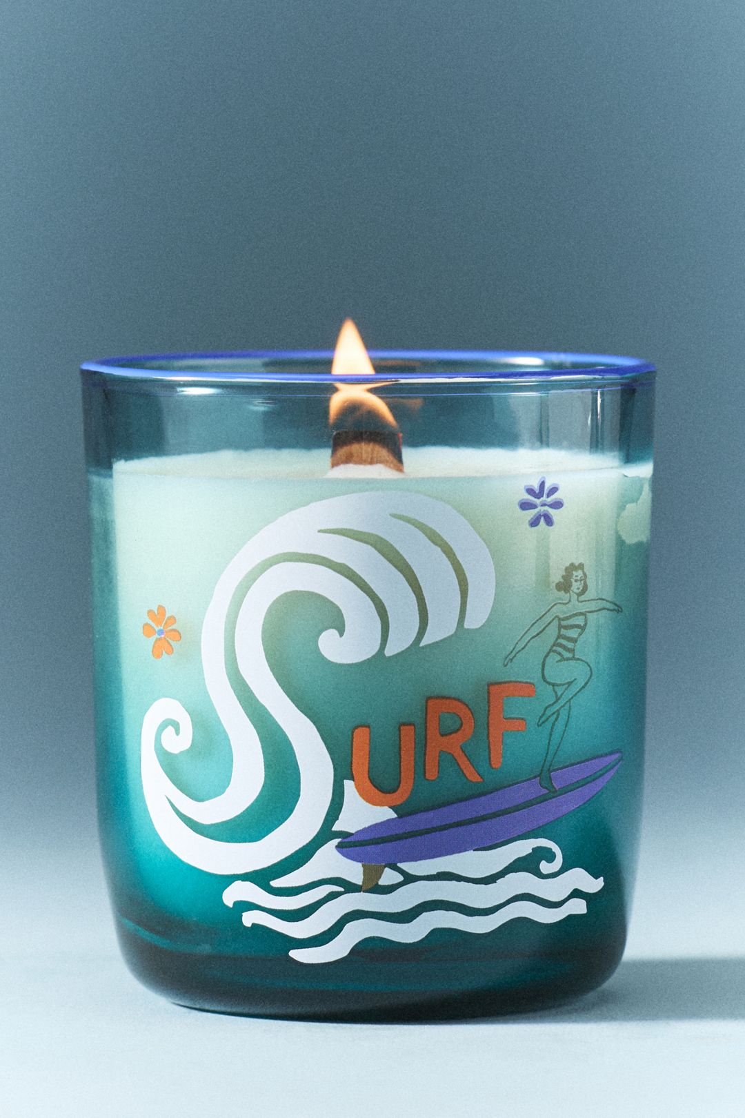 Surf Fresh Ocean Waves & Bergamot Glass Candle - Blue, S
