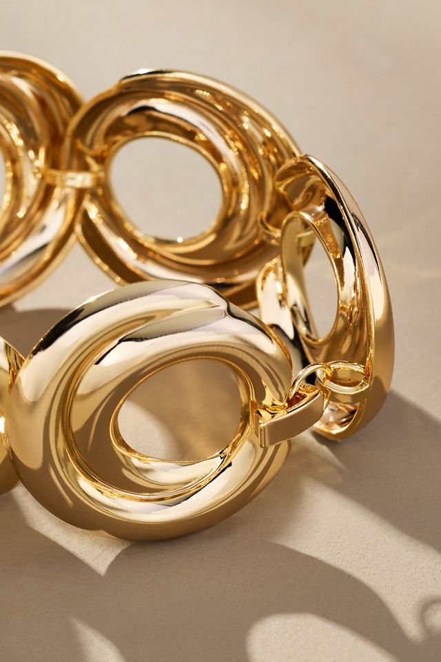By Anthropologie Chunky Metal Shaped Bracelet #1