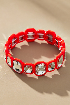 By Anthropologie Crystal Colorful Stretch Bracelet In Orange