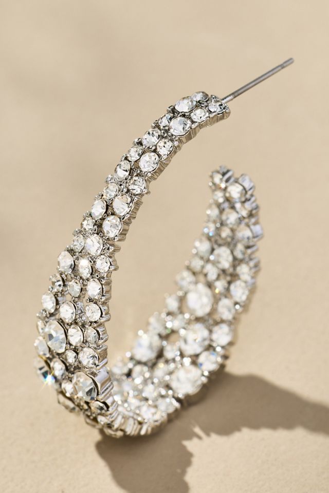 Rhinestone Encrusted Hoop Earrings #1