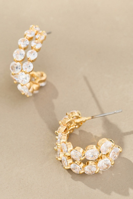 By Anthropologie Mini Crystal Hoop Earrings In Transparent