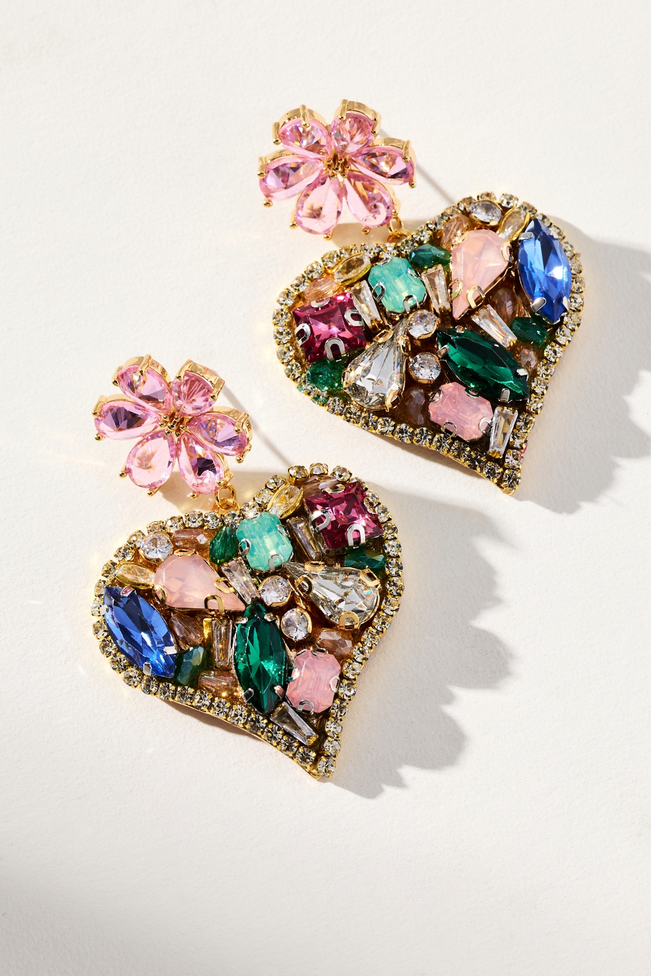 Colorful Heart Gem Earrings