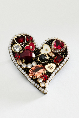 By Anthropologie Gemstone Heart Brooch In Multi
