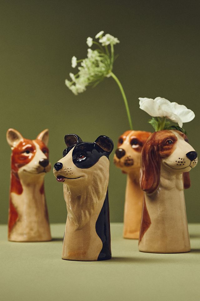 Stoneware Dog Vase #2