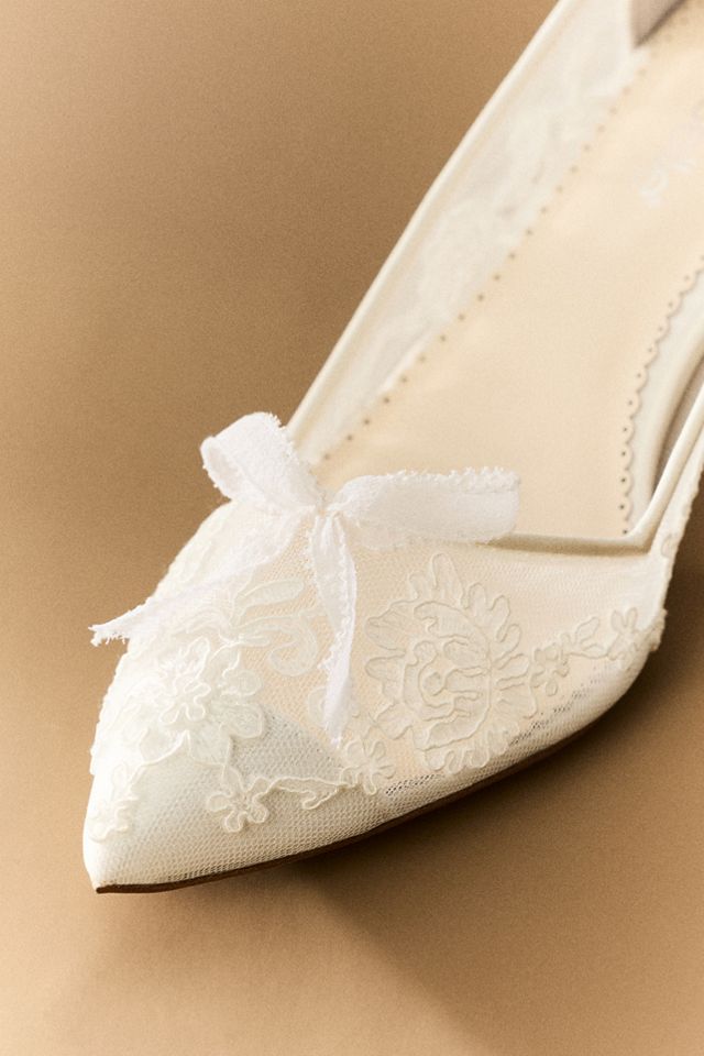 Bella Belle Floral Lace Embroidered Kitten Heels | Anthropologie